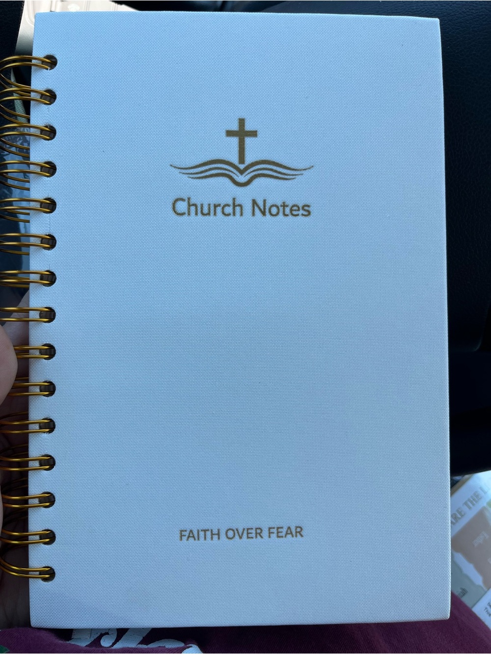 Church Notes Spiral Notebook - White with Gold Accents